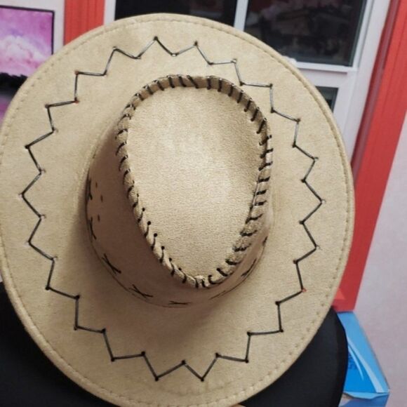 NWT Stitched Wide Brim Cowboy Hat - Picture 2 of 4